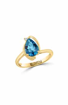 EFFY Pear Cut London Blue Topaz & Diamond Ring
