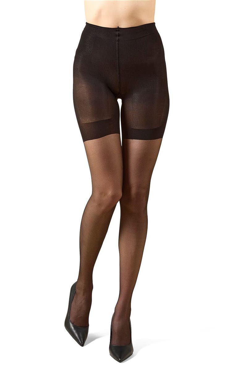 MeMoi Nudes Ultra Bare Micro Net Tights, Alternate, color, Black