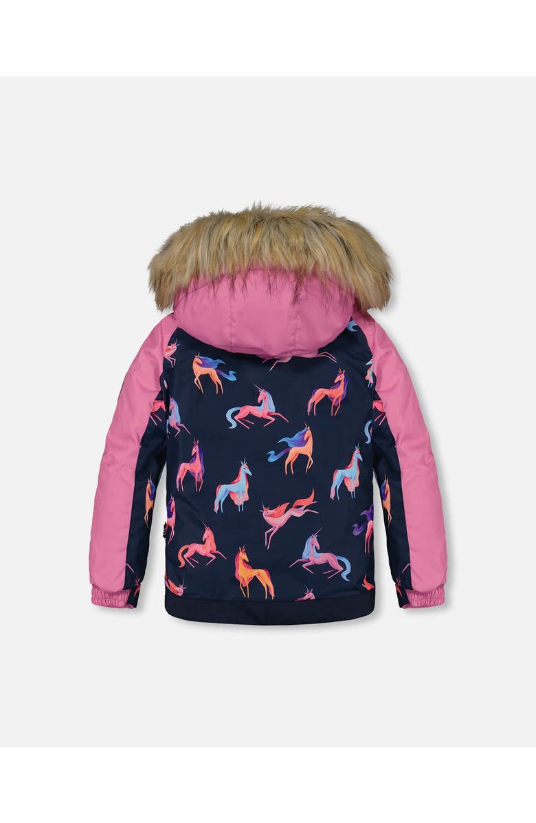 Deux par Deux Little Girl's Two Piece Snowsuit Mauve Printed Unicorns, Alternate, color, 