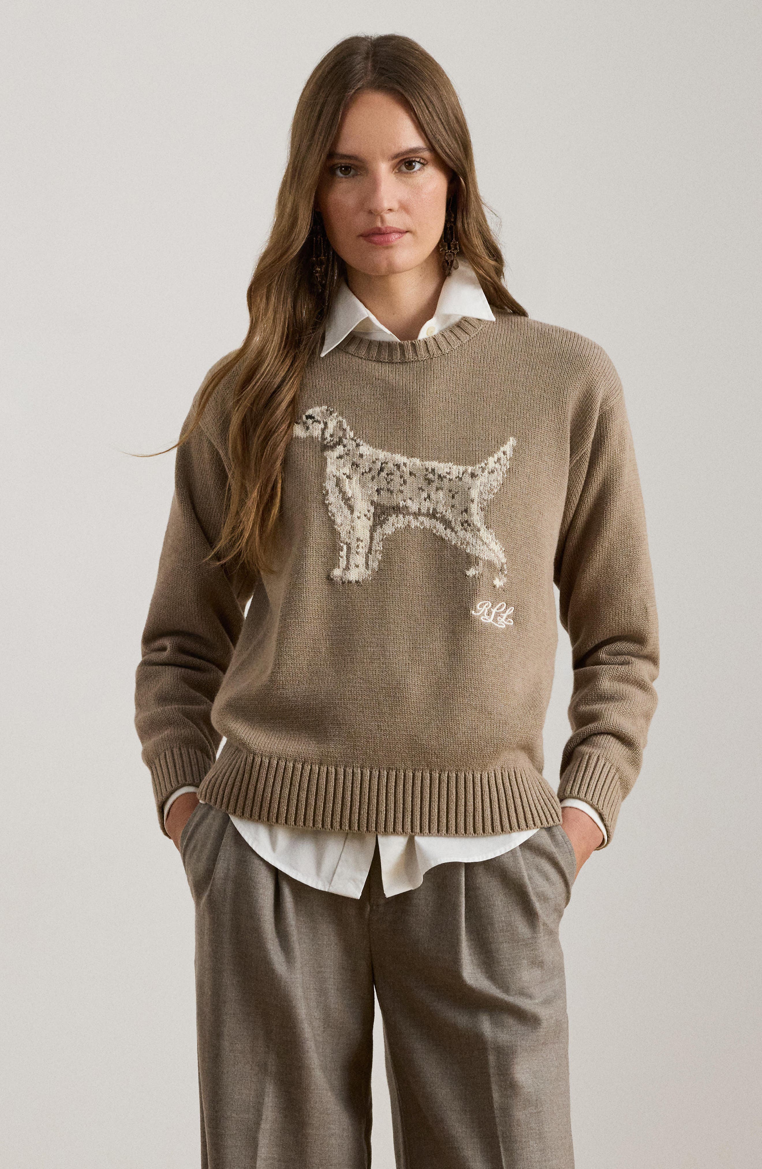 Lauren Ralph Lauren Intarsia English Setter Cotton Sweater (Women