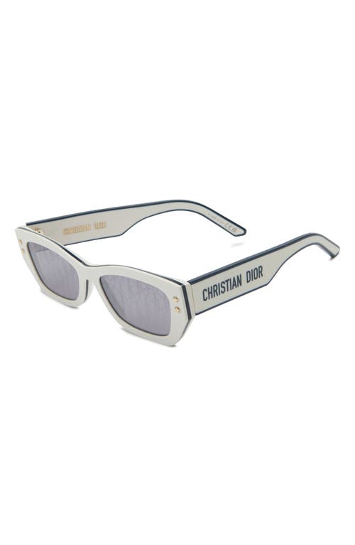 Dior Pacific S2u 53mm Mirrored Rectangular Sunglasses In White