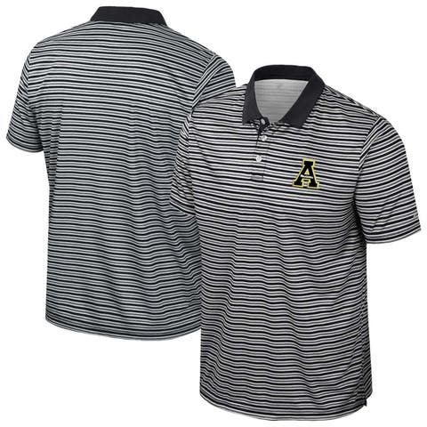 Men's Colosseum Black Appalachian State Mountaineers Striped Polo