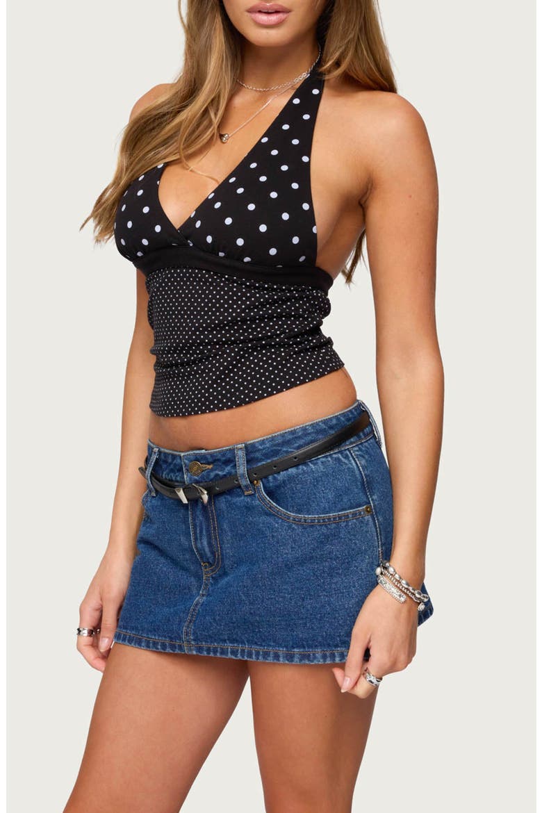 Ginny Mixed Polka Dot Halter Top, Alternate, color, BLACK-AND-WHITE