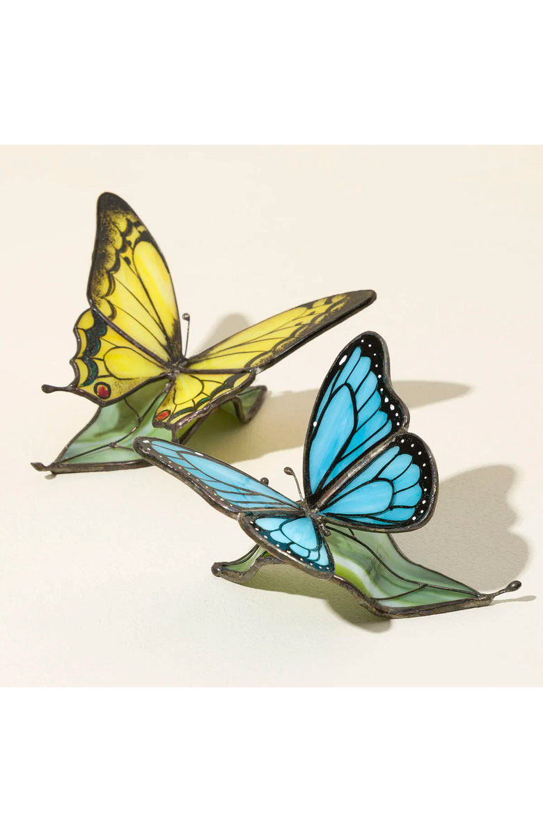 Uncommon Goods Stained Glass Butterflies with a Message, Main, color, Blue (Serenity, Calm)