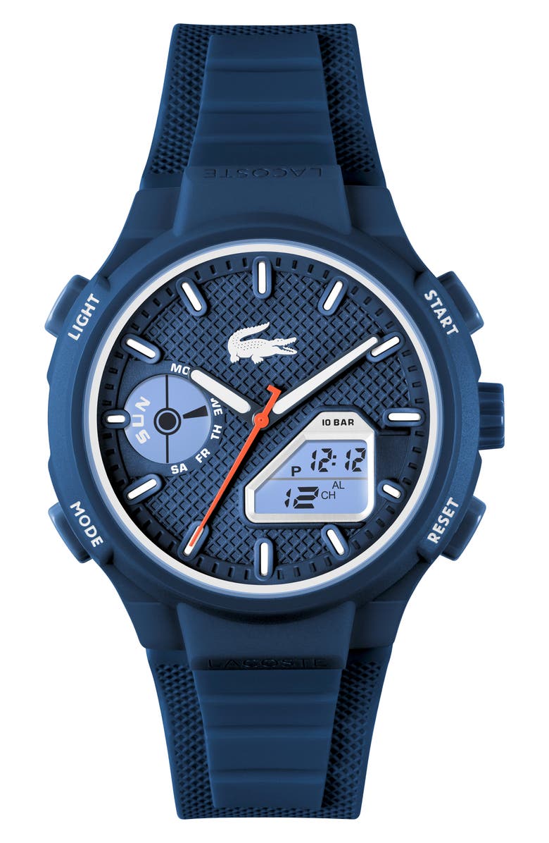 Lacoste LC33 Silicone Strap Watch, 45mm, Alternate, color, Blue