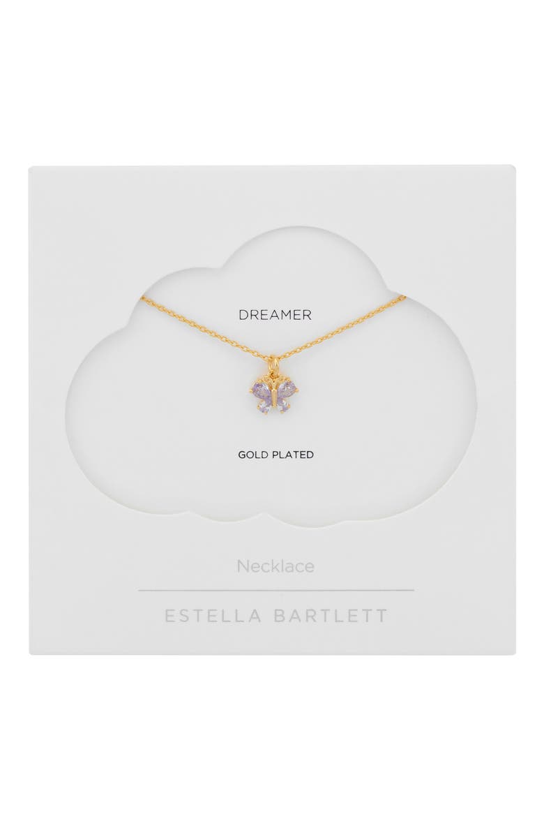Dreamer Cubic Zirconia Butterfly Charm Necklace, Alternate, color, GOLD