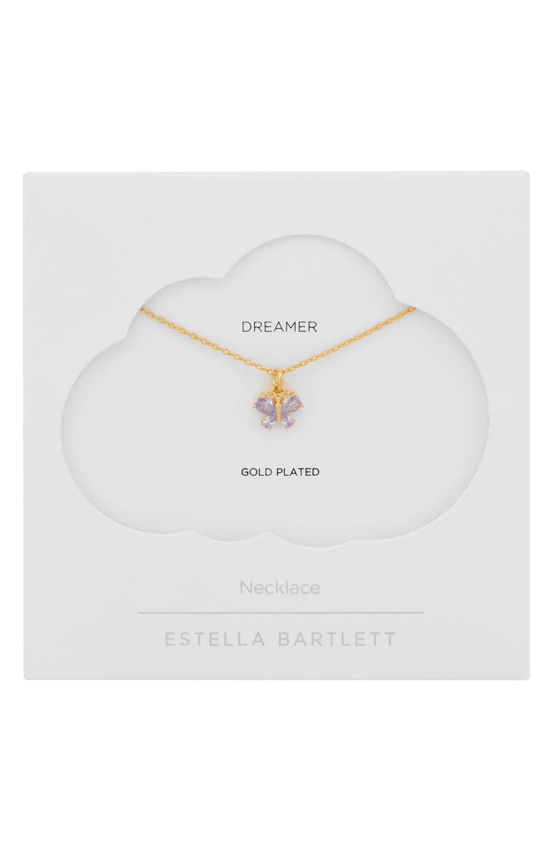 Estella Bartlett Dreamer Cubic Zirconia Butterfly Charm Necklace, Alternate, color, Gold