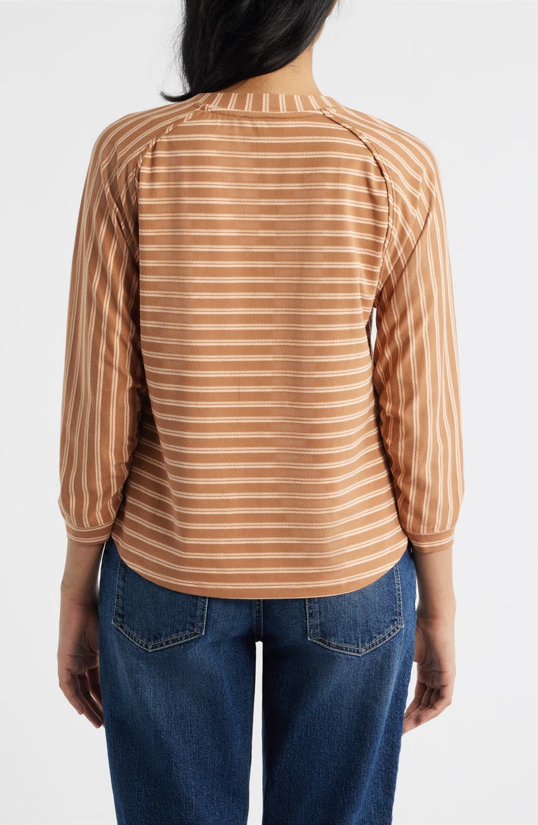 Wit & Wisdom Stripe Three Quarter Sleeve Top, Alternate, color, Sahara Sand/ Peach Parfait