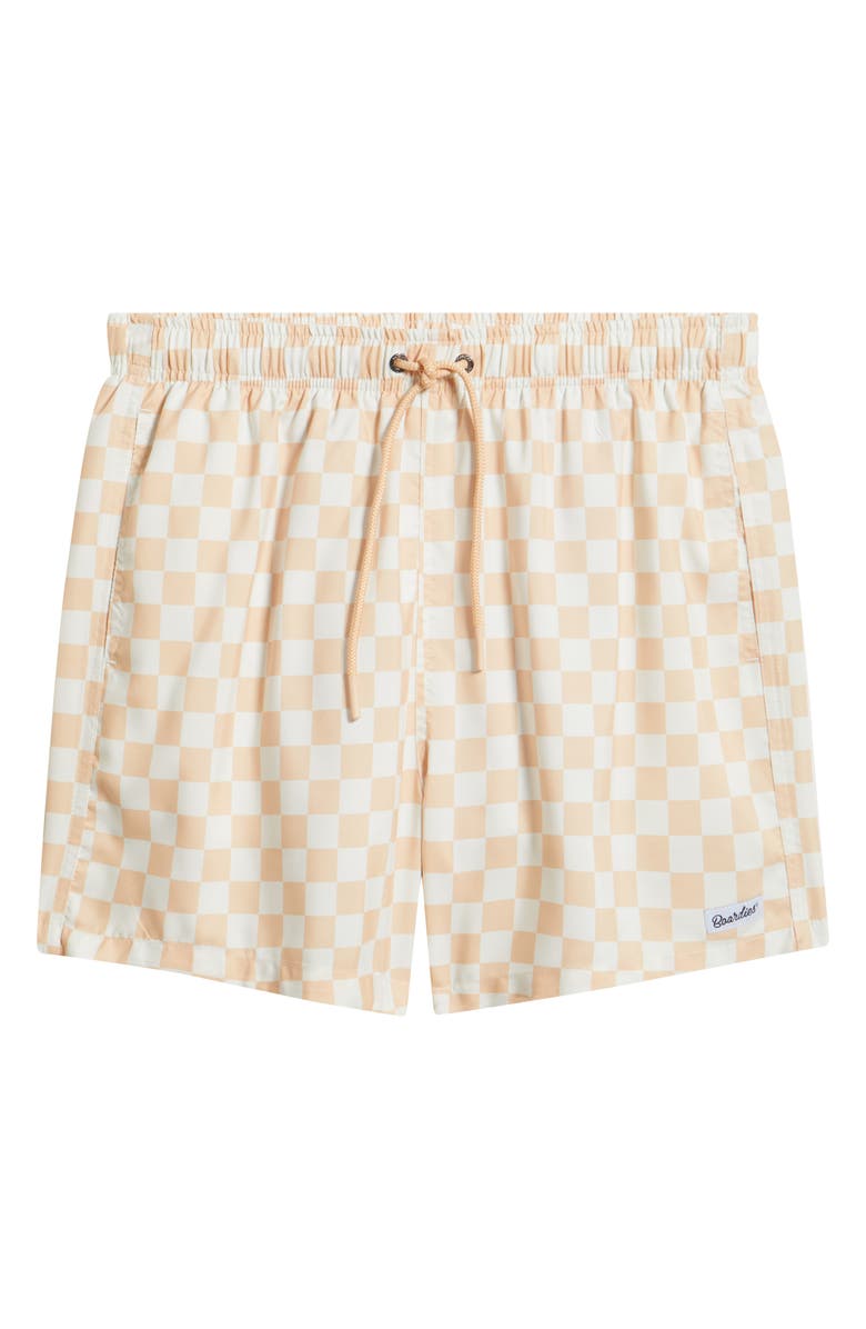 Boardies Checkerboard Print Swim Trunks, Alternate, color, Sand/ Cream