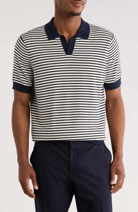 Short Sleeve Johnny Collar Knit Top