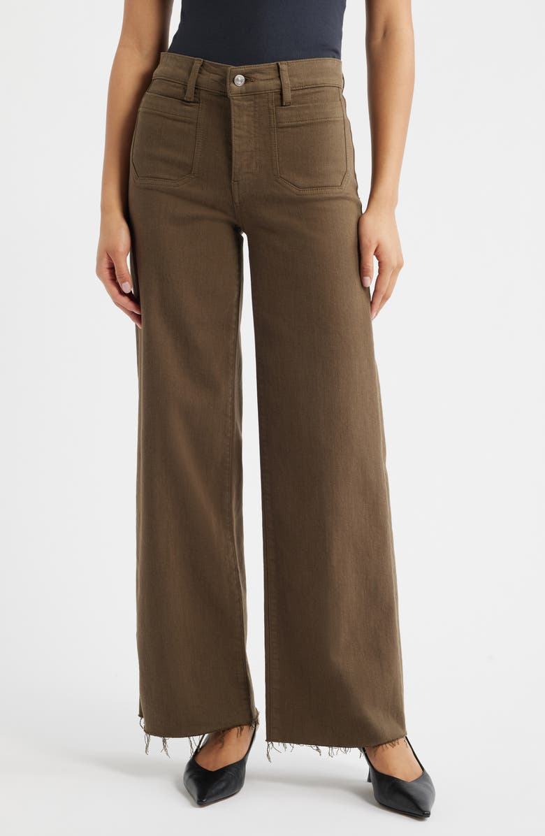FRAME Le Slim Palazzo Modernist Pocket Wide Leg Jeans, Main, color, Sagebrush Raw Fray