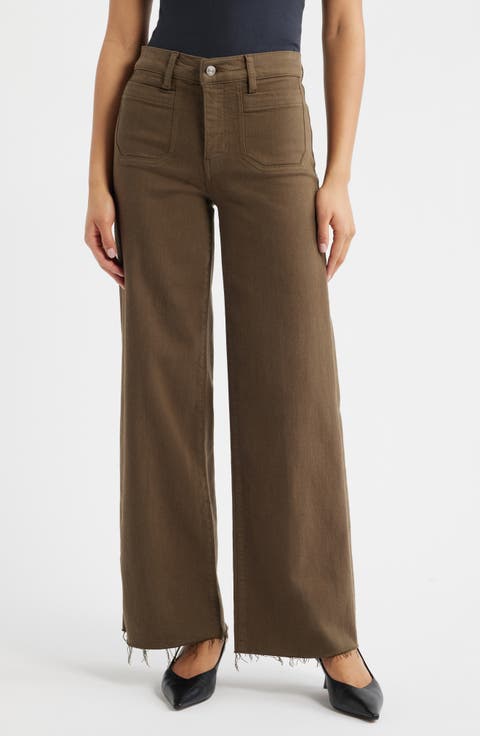 Le Slim Palazzo Modernist Pocket Wide Leg Jeans (Sagebrush Raw Fray)