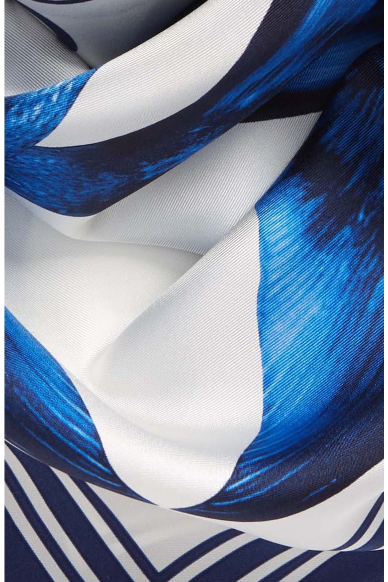Mermaid Tail Print Silk Scarf, Alternate, color, INK NAVY