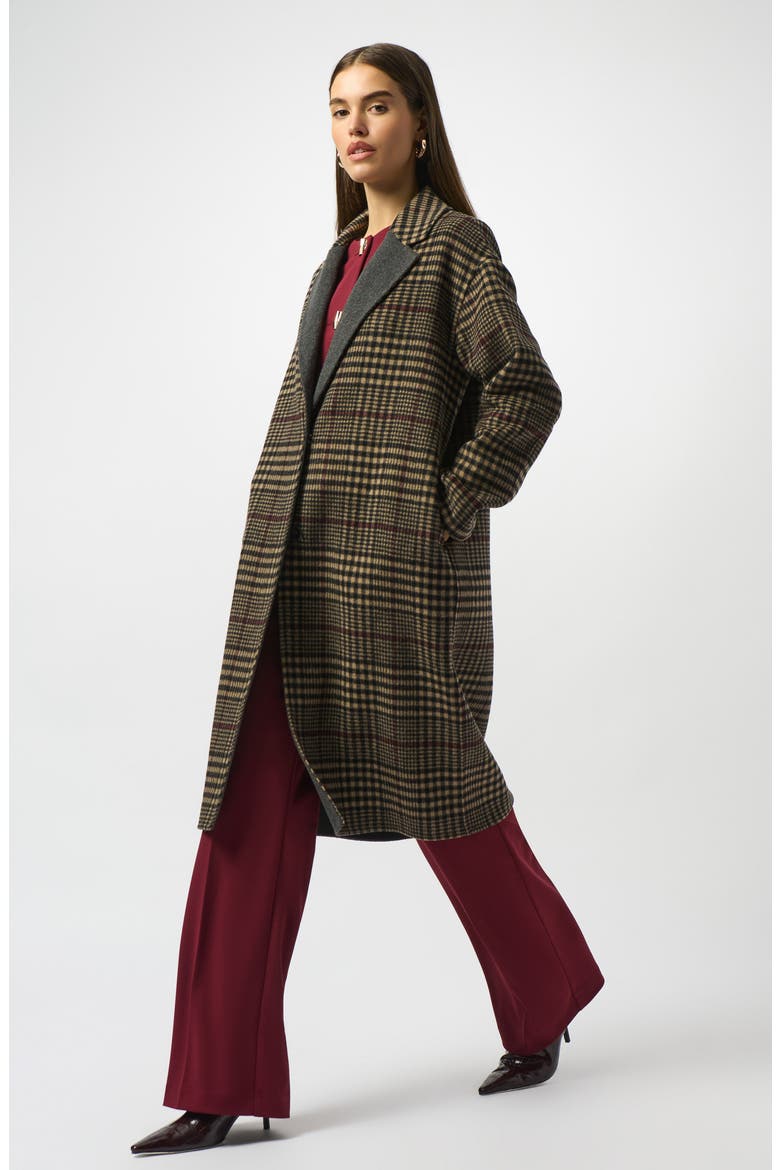 Double Face Plaid Wool Blend Coat, Alternate, color, CAMEL/ MULTI
