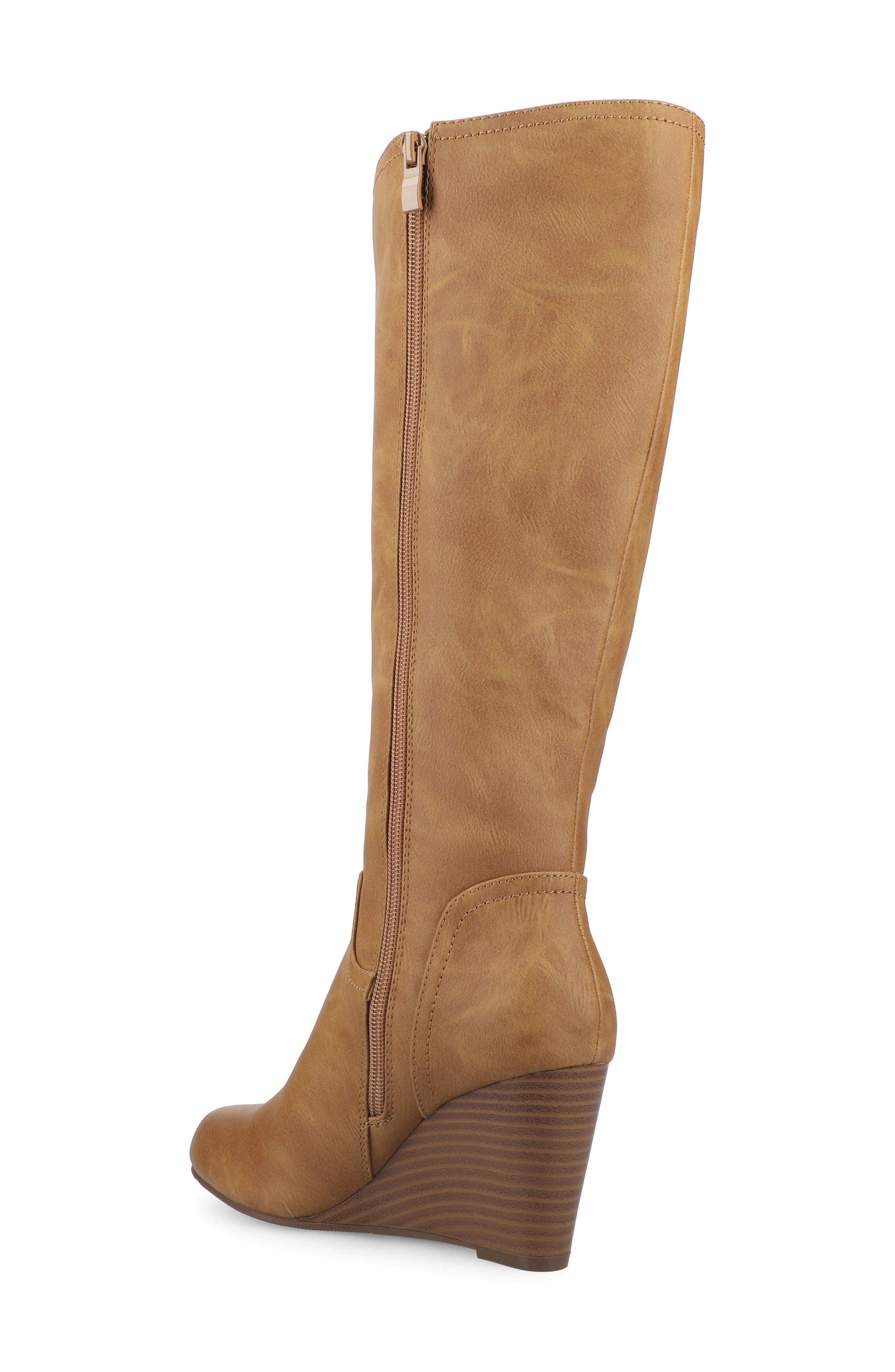 Journee Collection Langly Wedge Heel Tall Boot - Wide Calf, Alternate, color, Tan