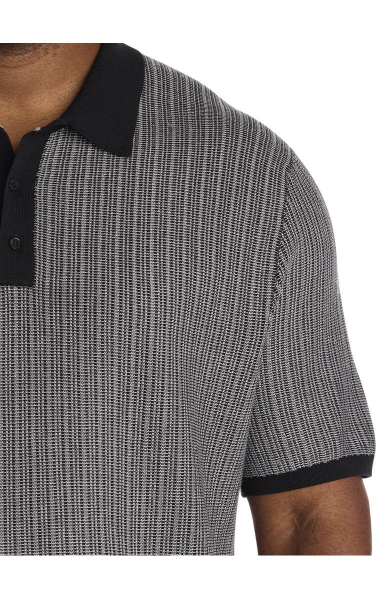 Perry Ellis Big & Tall Geometric Jacquard Polo Shirt, Alternate, color, Black