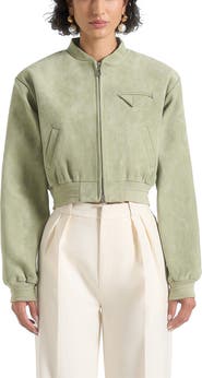Manière De Voir Monique Suede Wide Shoulder Bomber Jacket