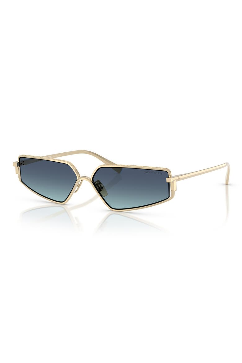 60mm Irregular Rectangular Sunglasses, Alternate, color, PALE GOLD PLATED / AZURE BLUE