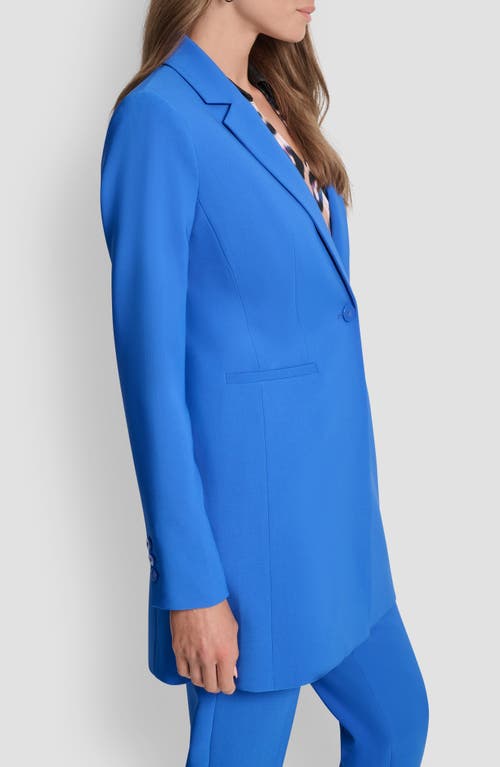 Dkny One Button Longline Blazer In Blue
