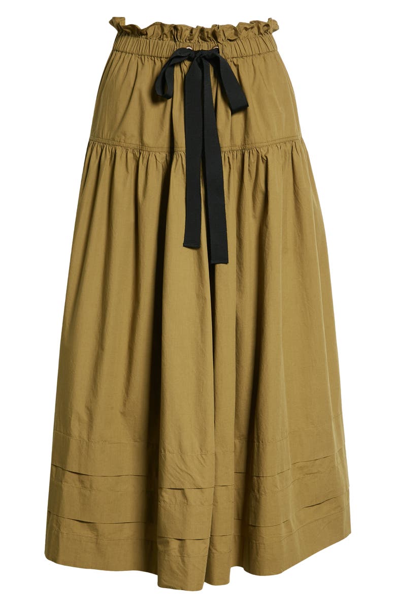 Ulla Johnson Astra Tiered Drawstring Cotton Midi Skirt, Alternate, color, 