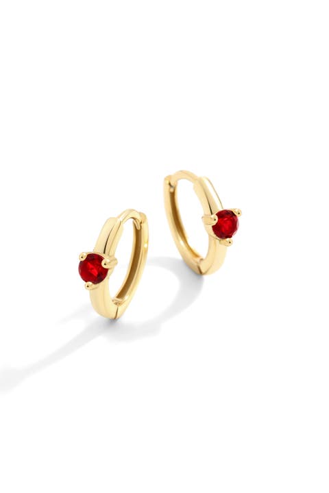 Solitaire Birthstone Huggie Hoop Earrings