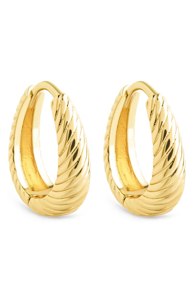 Sterling Forever Fairley Oval Textured Huggie Hoop Earrings, Alternate, color, Gold