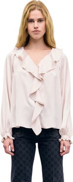 GERARD DAREL Lori Ruffle V-Neck Shirt