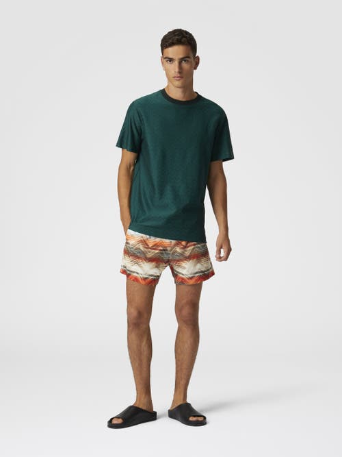 Missoni Swim Shorts With Macro Zig Zag Dégradé Print In Orange