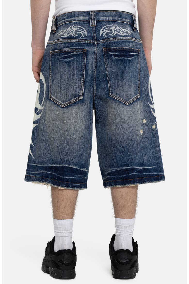 Blade Colossus Crop Wide Leg Denim Shorts, Alternate, color, BLUE