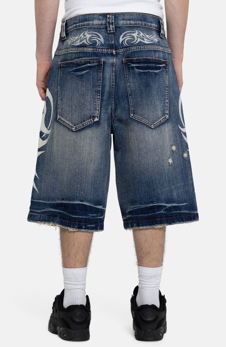 JADED LONDON Blade Colossus Crop Wide Leg Denim Shorts, Alternate, color, Blue