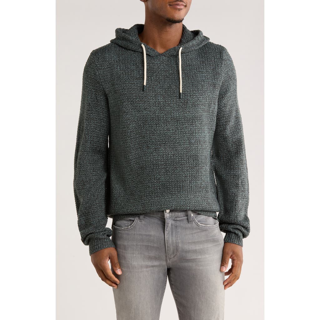 Union Milo Marled Thermal Stitch Hooded Sweater In Green