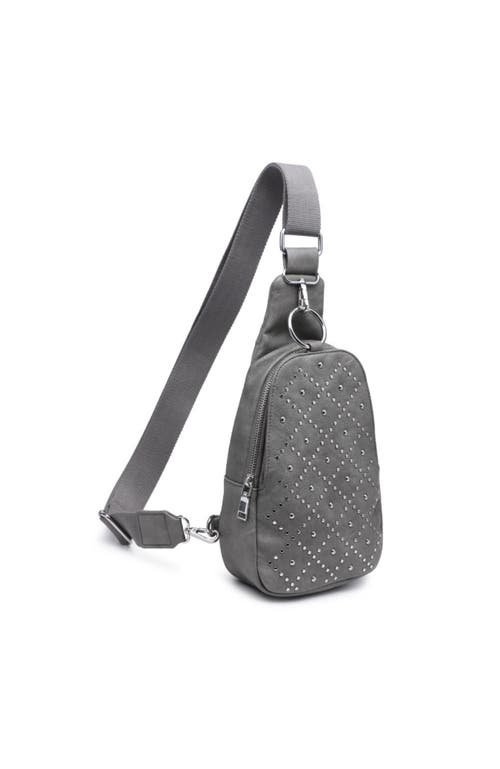Shop Moda Luxe Regina Studded Sling Backpack In Grey