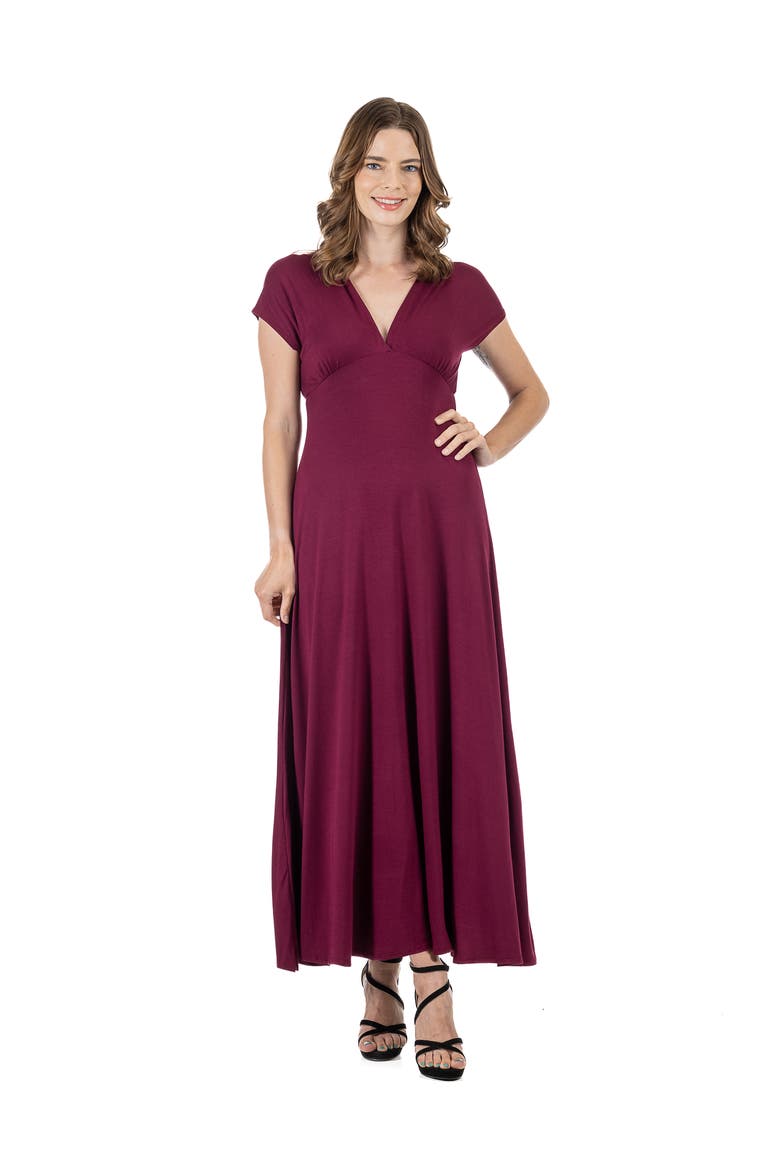 V-Neck Sleeveless Maxi Dress with Belt, Main, color, Wine