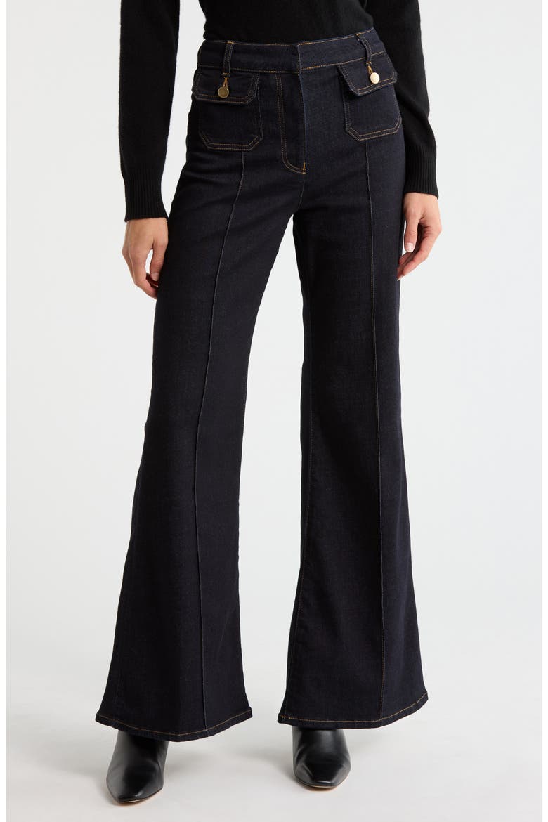 Ria High Waist Flared Jeans, Main, color, DARK BLUE