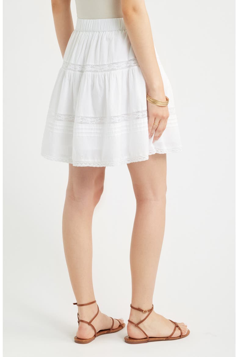 Lace Trim Cotton Miniskirt, Alternate, color, WHITE