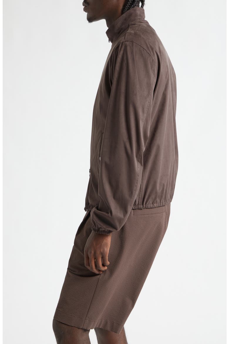 Faux Suede Bomber Jacket, Alternate, color, CHOCOLATE