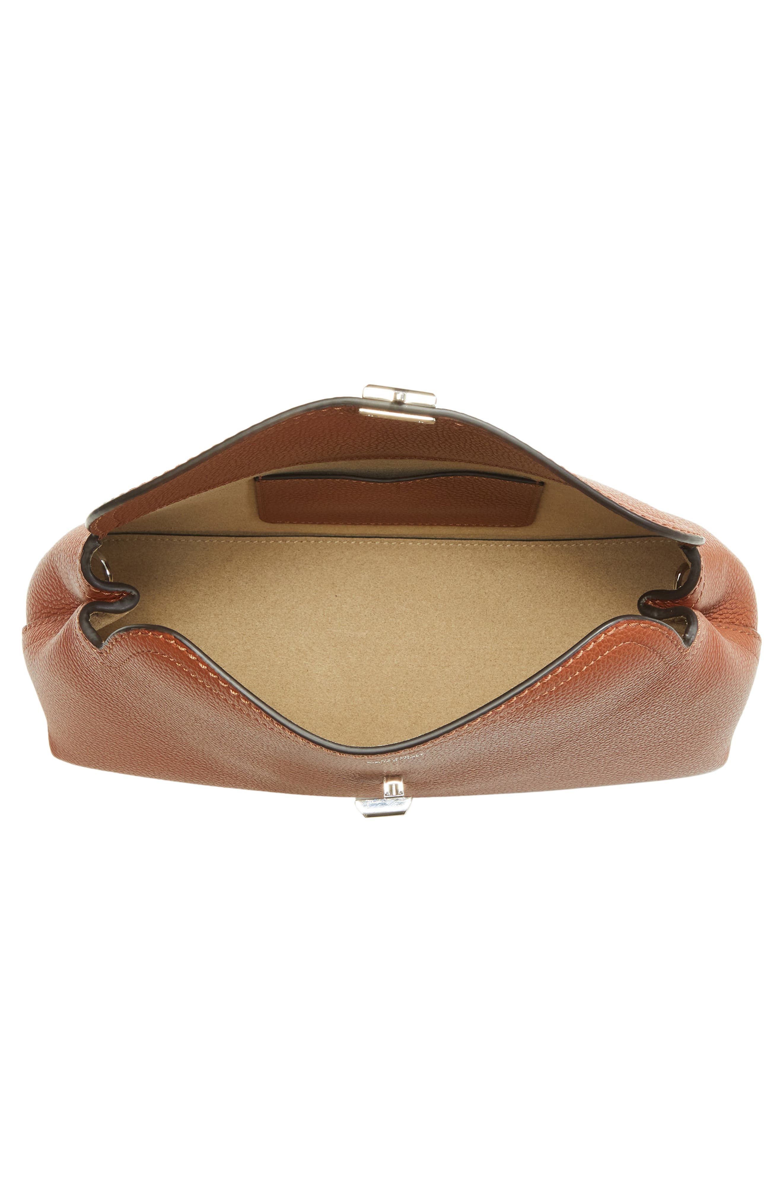 T-Lock Leather Clutch, Alternate, color, SIENNA