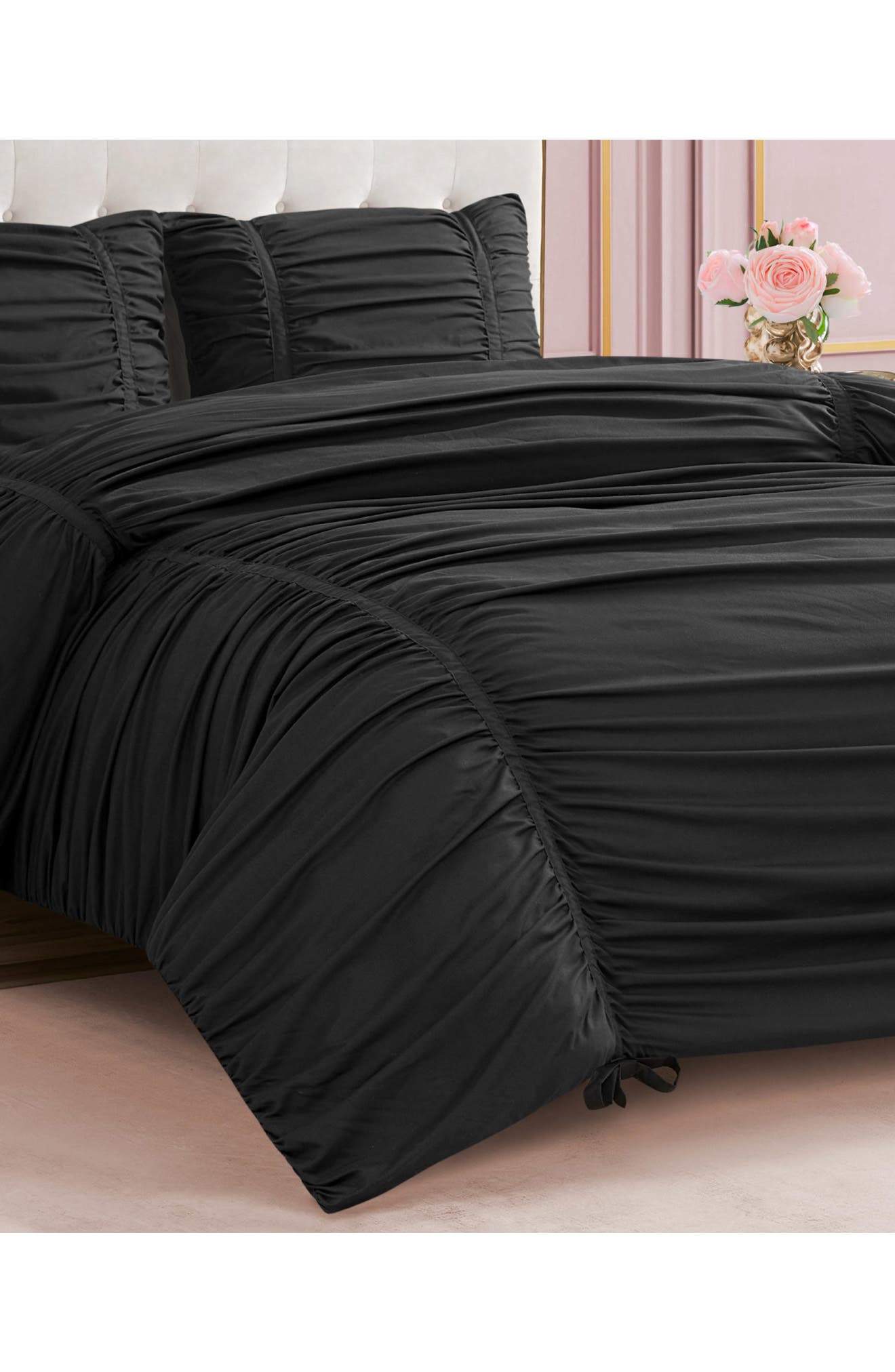 Juicy Couture Ribbon Ruched Comforter & Sham Set