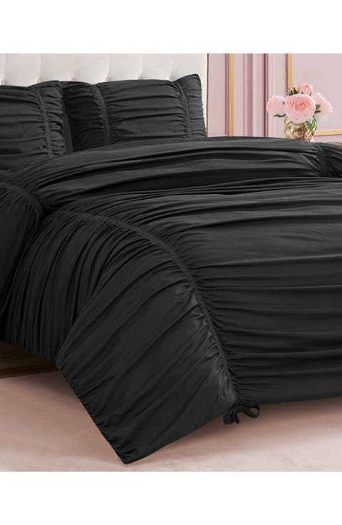 Ribbon Ruched Comforter & Sham Set