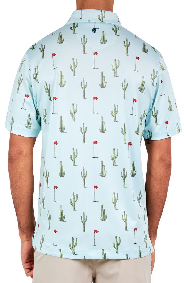 CONSTRUCT Regular Fit Cactus Print Recycled Performance Golf Polo, Alternate, color, Aqua
