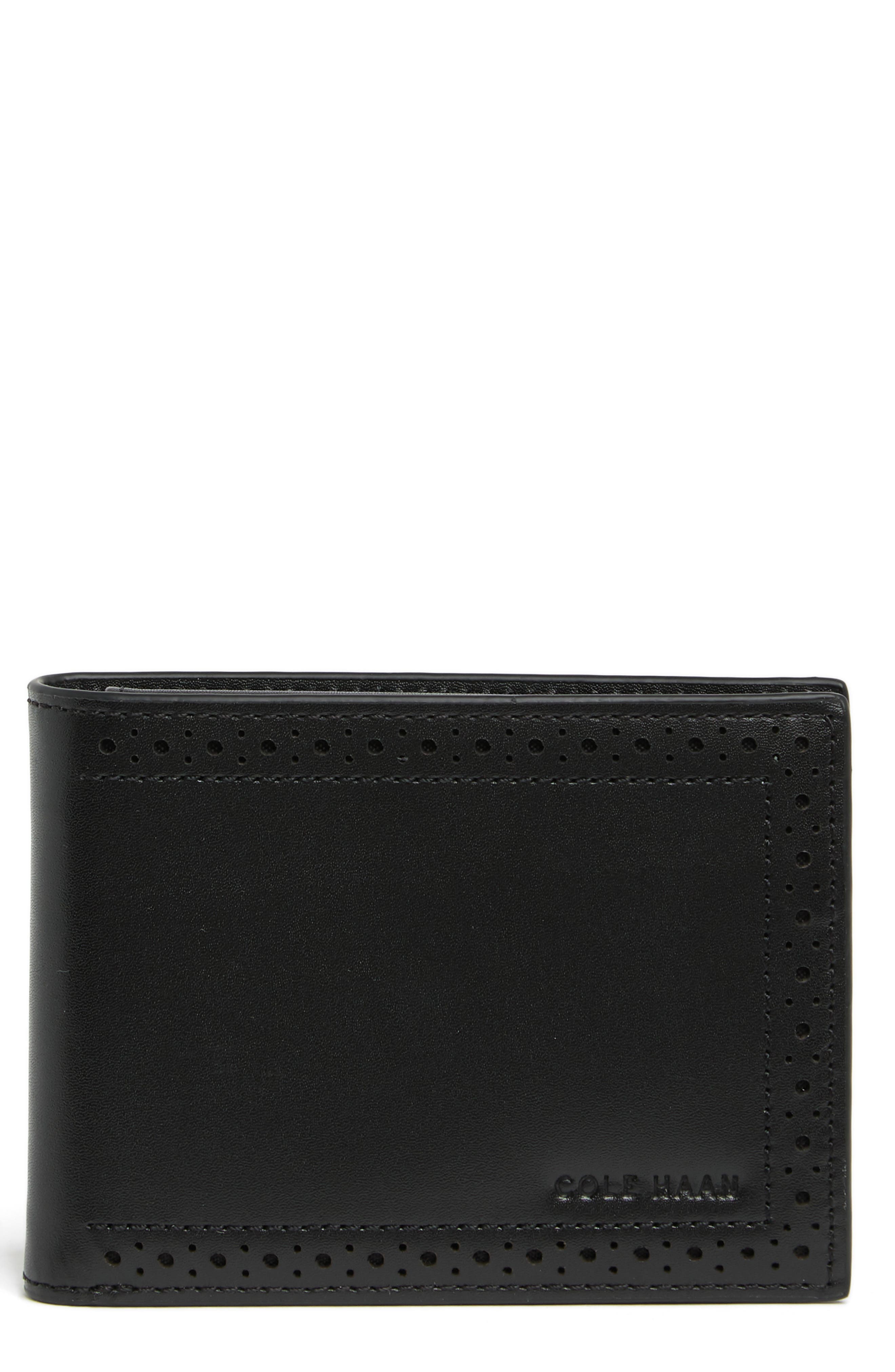 Cole Haan Brogue Leather Passcase Wallet