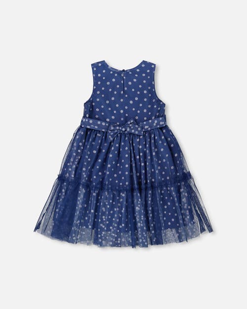 Deux Par Deux Girls' Printed Tiered Dress With Daisy Print - Big Kid In Bleu With Daisy Print