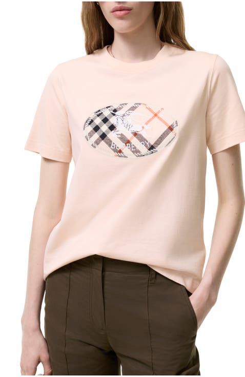 Check Knight Stamp Cotton T-shirt