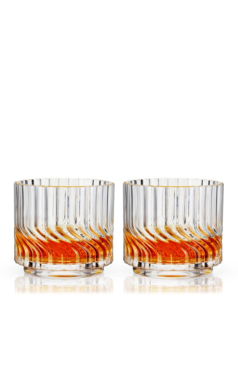 Viski Zephyr Crystal Lowball Tumblers Set of 2, Main, color, Clear