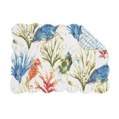 Marino Quilted Reversible Colorful Coastal Placemats Set of 6