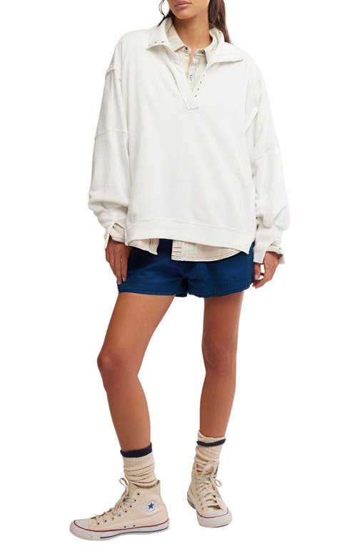 Free People Camden Henley Sweatshirt In Optic White
