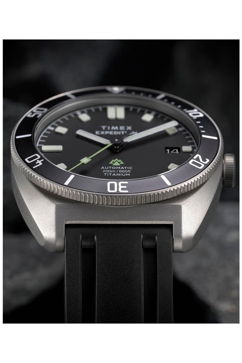 Expedition Pioneer Titanium Automatic Rubber Strap Watch, 41mm, Alternate, color, TITANIUM