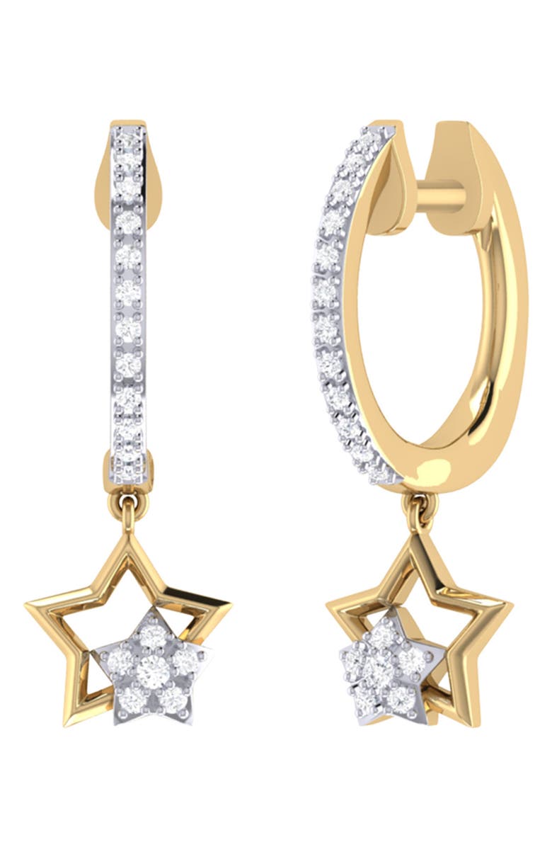 LuvMyJewelry Starkissed Duo Diamond Hoop Earrings, Main, color, 14Kt Gold Vermeil On Sterling