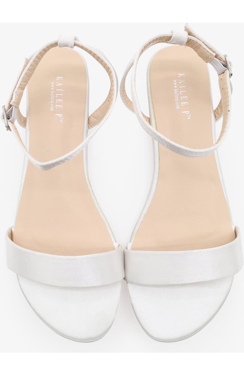 Kailee P Maddy Satin Flat Sandal with Ankle Strap, Alternate, color, White