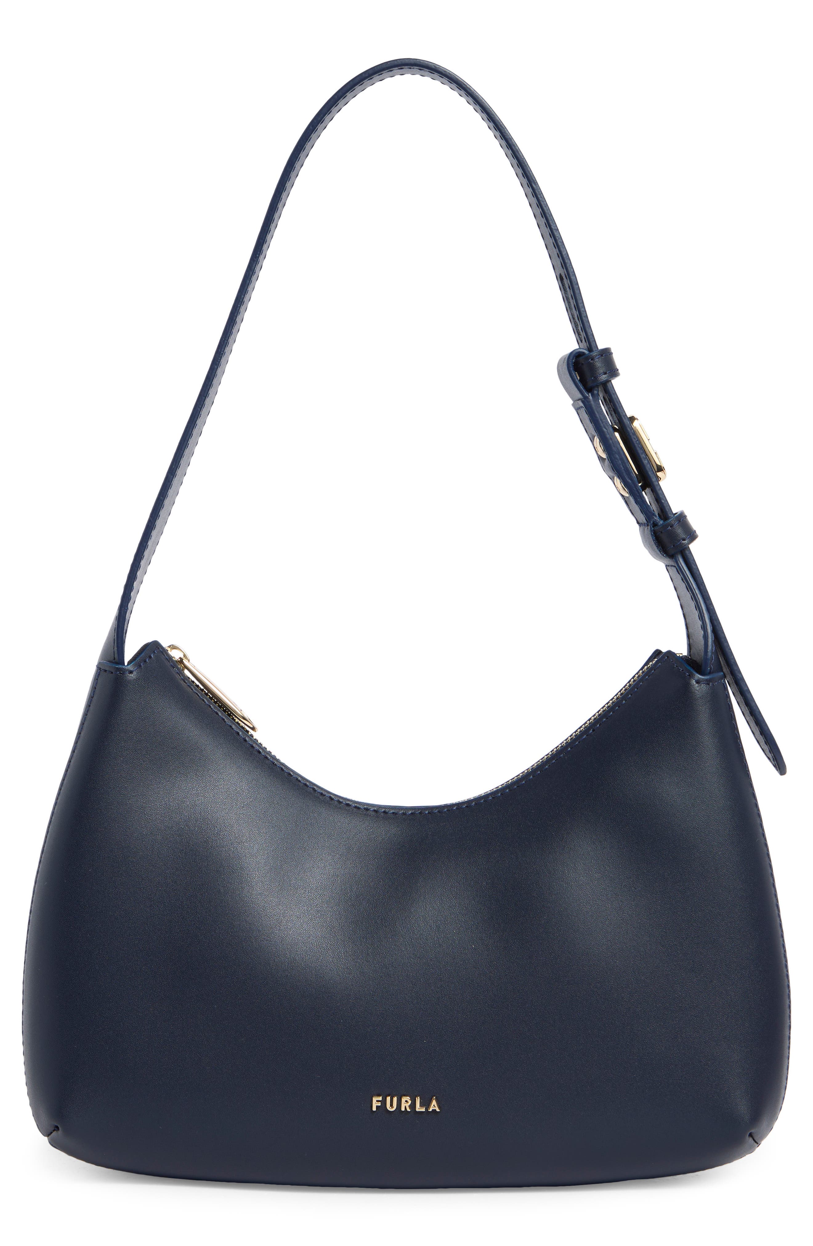 Furla Febe Leather Hobo Bag, Main, color, Blu Reale